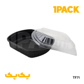 ظرف 601 یکبارمصرف ماکروویوی مشکی بیضی با درب شفاف (100عددی)